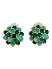 Vintage Floral Stud Earrings – Green Elegance